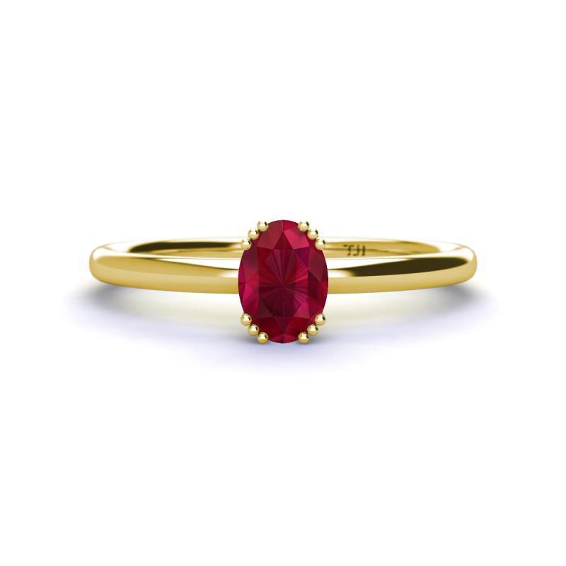 Orla Oval Cut Ruby Solitaire Engagement Ring 