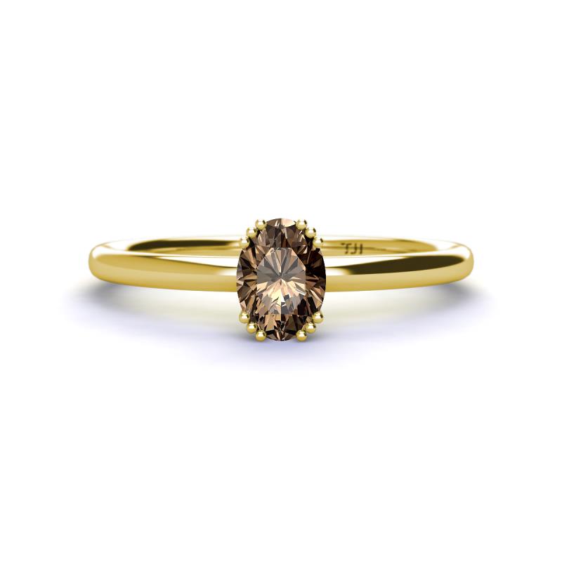 Orla Oval Cut Smoky Quartz Solitaire Engagement Ring 