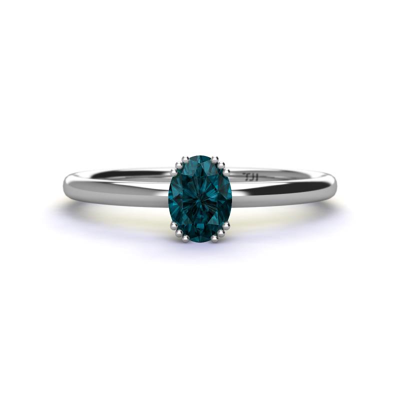 Orla Oval Cut London Blue Topaz Solitaire Engagement Ring 