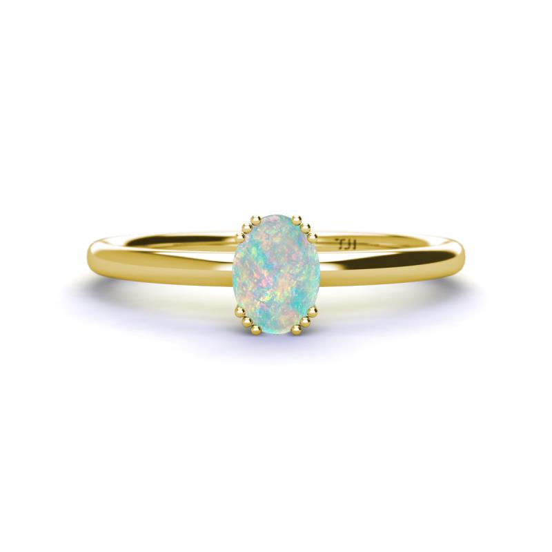 Orla Oval Cut Opal Solitaire Engagement Ring 