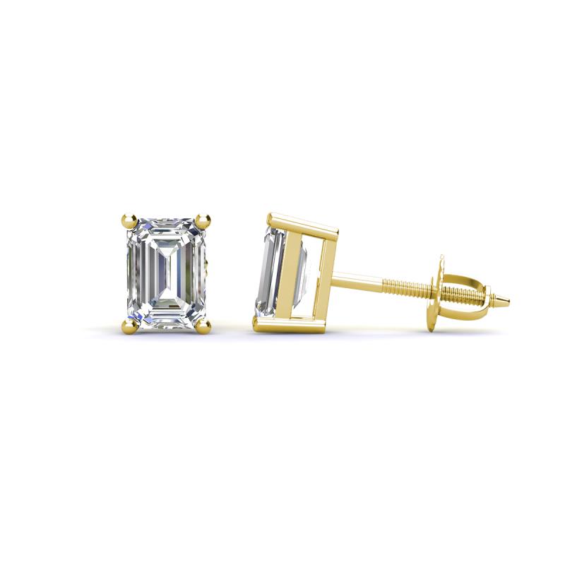 Alina GIA Certified Emerald Cut Diamond (7x5mm) Solitaire Stud Earrings 