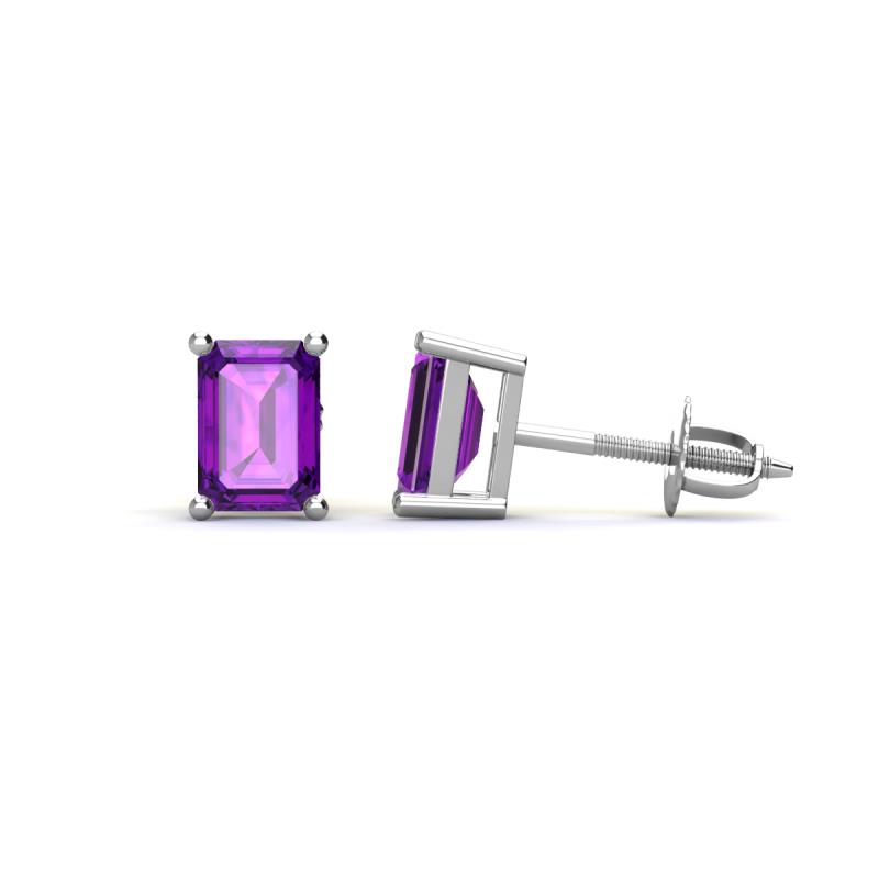 Alina Emerald Cut Amethyst (7x5mm) Solitaire Stud Earrings 