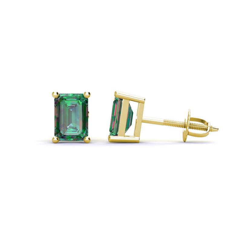 Alina Emerald Cut Lab Created Alexandrite (7x5mm) Solitaire Stud Earrings 