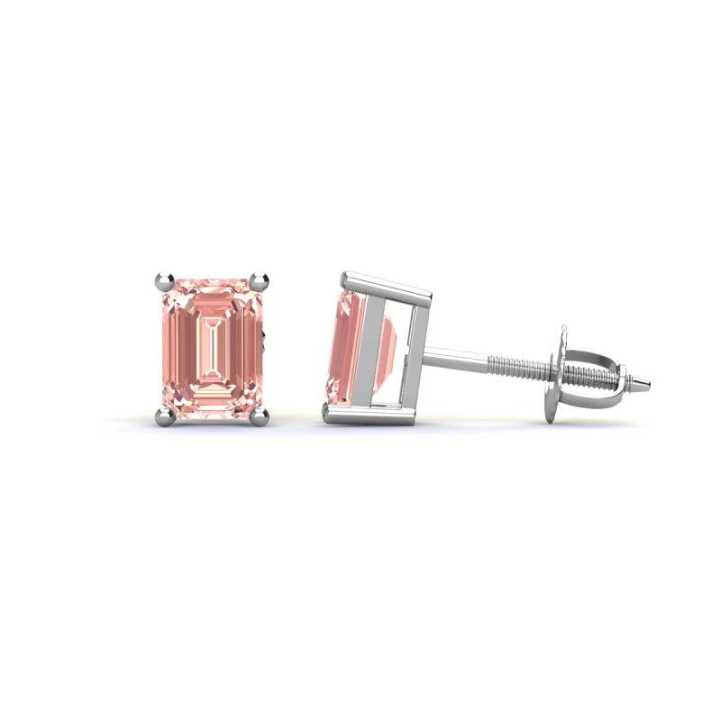 Alina Emerald Cut Morganite (7x5mm) Solitaire Stud Earrings 