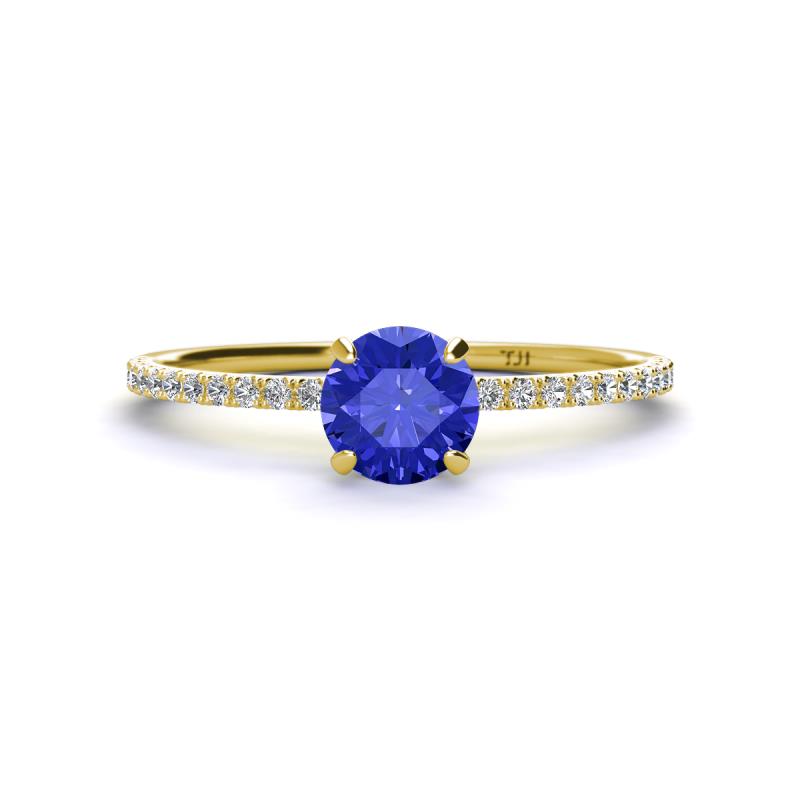 Hannah 6.50 mm Classic Round Tanzanite and Diamond Engagement Ring 