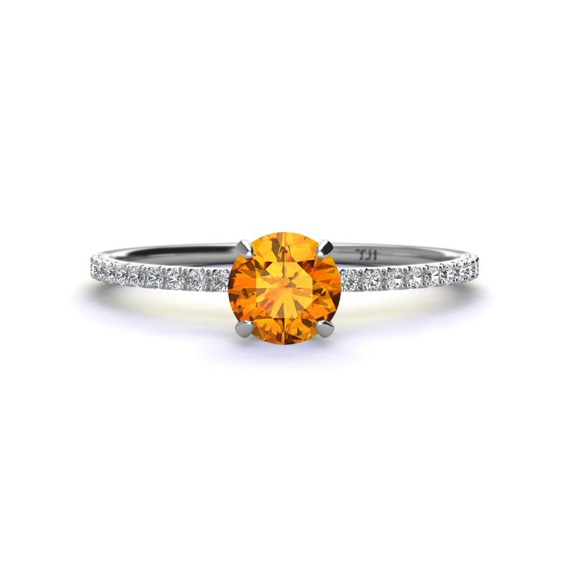 Hannah 6.50 mm Classic Round Citrine and Diamond Engagement Ring 