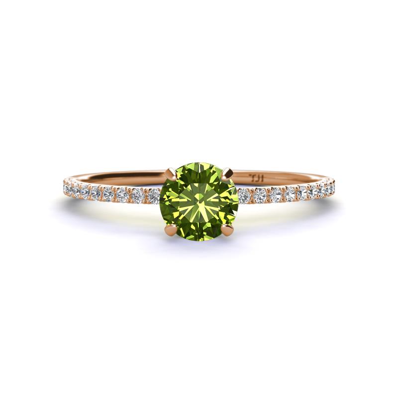Hannah 6.50 mm Classic Round Peridot and Diamond Engagement Ring 