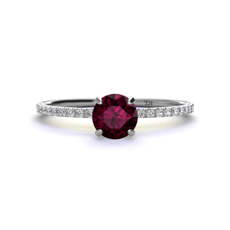 Hannah 6.50 mm Classic Round Rhodolite Garnet and Diamond Engagement Ring 