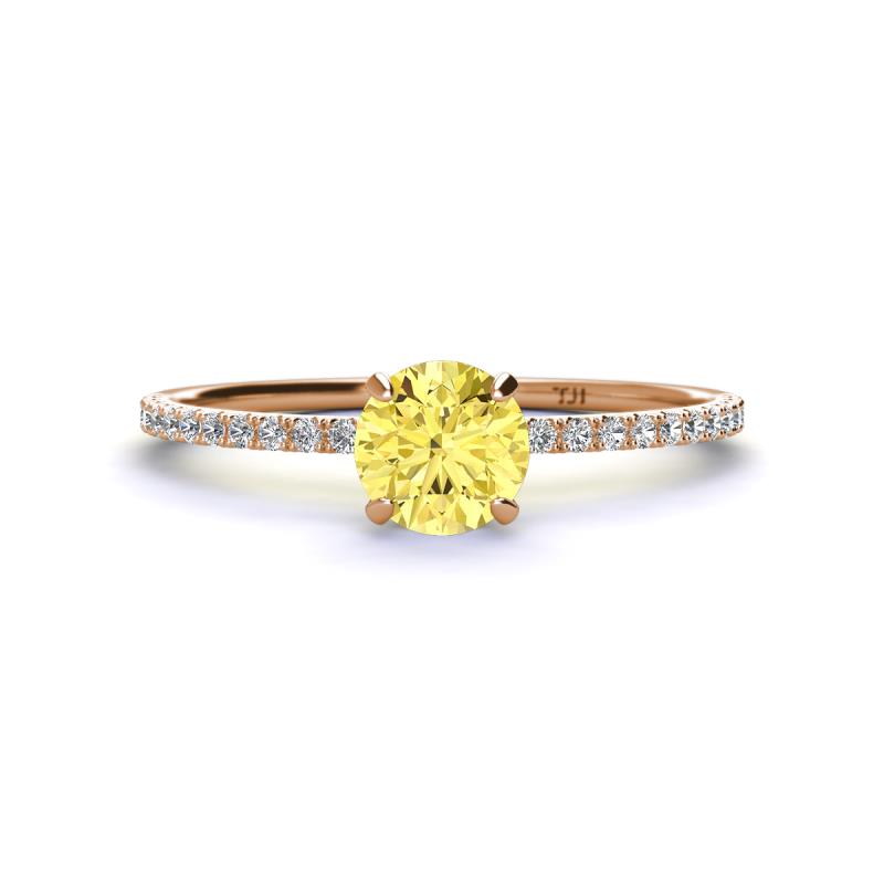 Hannah 6.00 mm Classic Round Lab Created Created Yellow Sapphire and Diamond Engagement Ring 