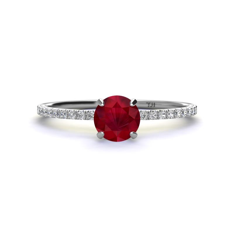 Hannah 6.00 mm Classic Round Ruby and Diamond Engagement Ring 