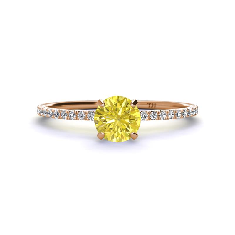 Hannah 6.00 mm Classic Round Yellow and White Diamond Engagement Ring 