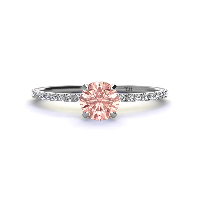 Hannah 6.50 mm Classic Round Morganite and Diamond Engagement Ring 