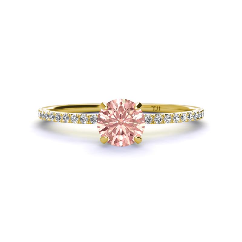 Hannah 6.50 mm Classic Round Morganite and Diamond Engagement Ring 