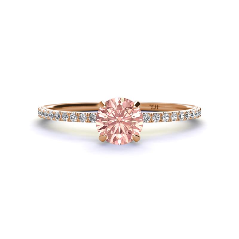 Hannah 6.50 mm Classic Round Morganite and Diamond Engagement Ring 