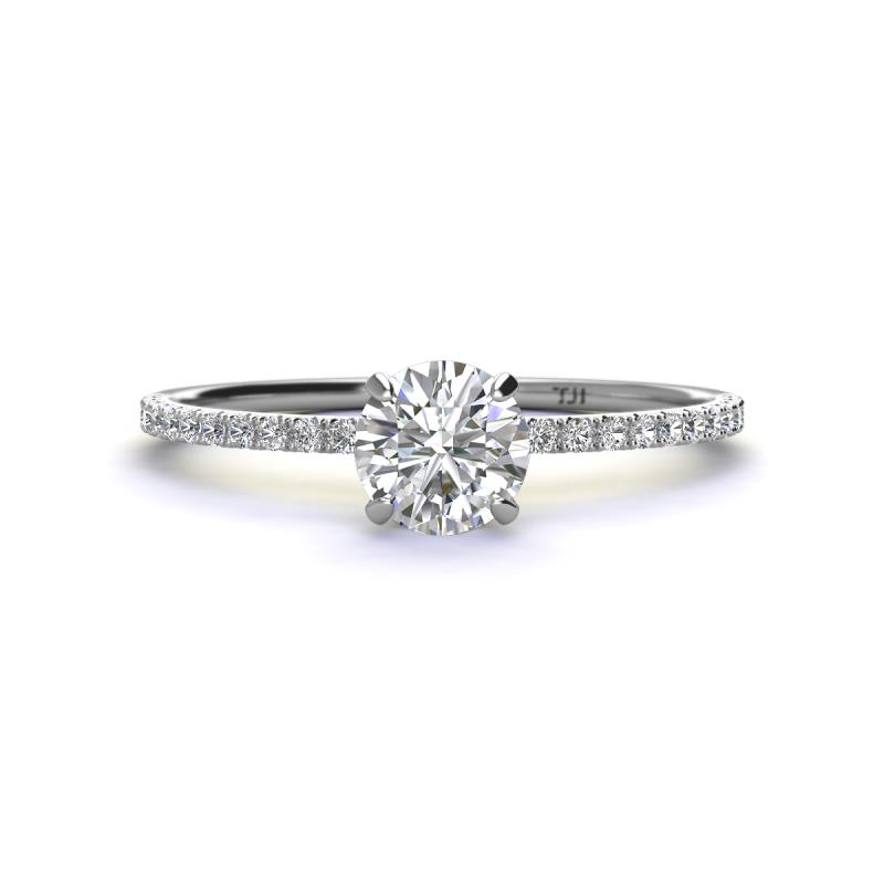 Hannah 6.50 mm Classic Round Forever Brilliant Moissanite and Diamond Engagement Ring 