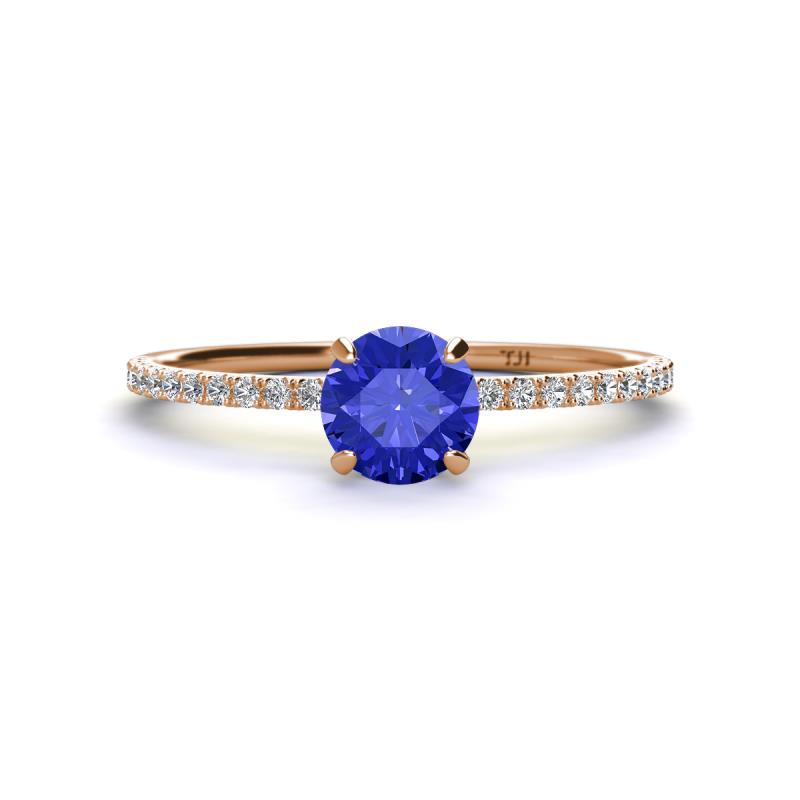 Hannah 6.50 mm Classic Round Tanzanite and Diamond Engagement Ring 