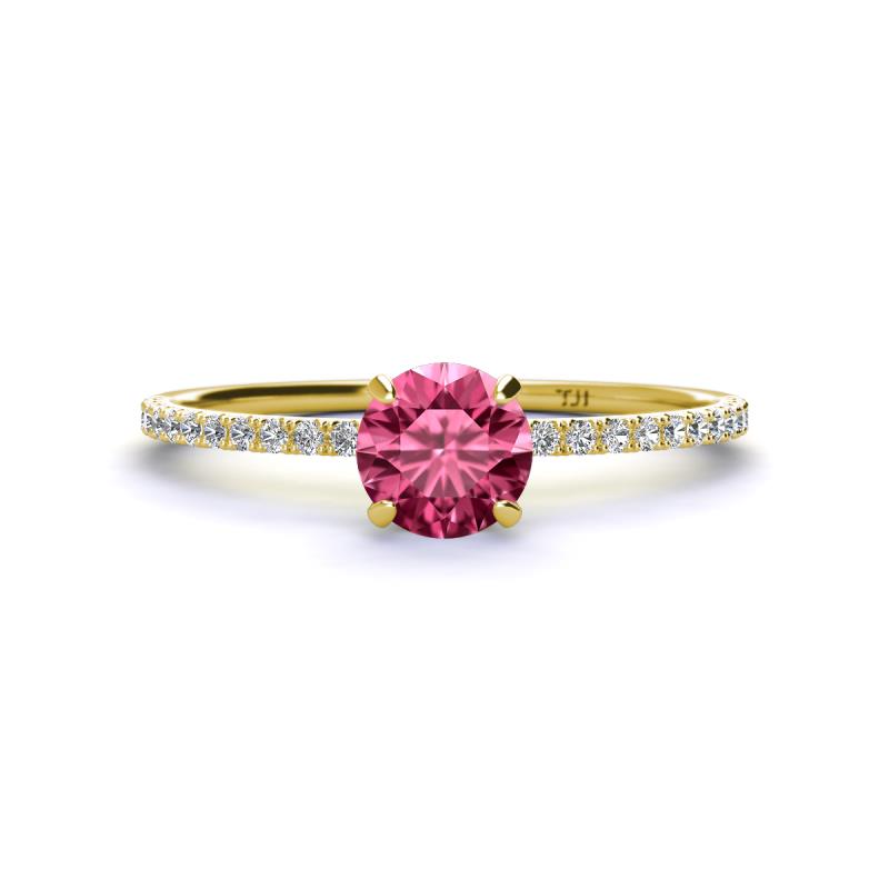 Hannah 6.50 mm Classic Round Pink Tourmaline and Diamond Engagement Ring 