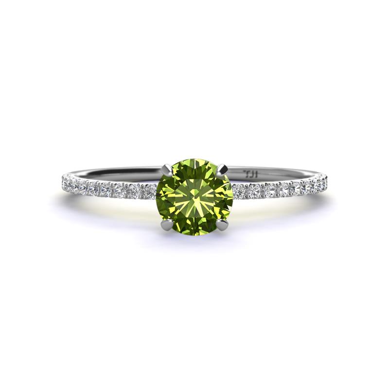 Hannah 6.50 mm Classic Round Peridot and Diamond Engagement Ring 