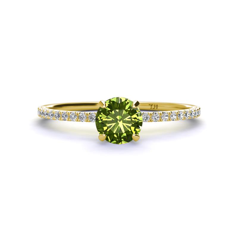 Hannah 6.50 mm Classic Round Peridot and Diamond Engagement Ring 