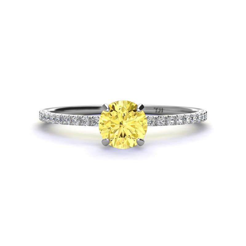 Hannah 6.00 mm Classic Round Lab Created Created Yellow Sapphire and Diamond Engagement Ring 