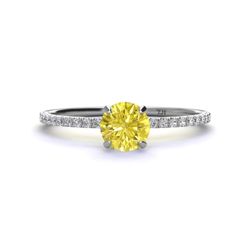 Hannah 6.00 mm Classic Round Yellow and White Diamond Engagement Ring 