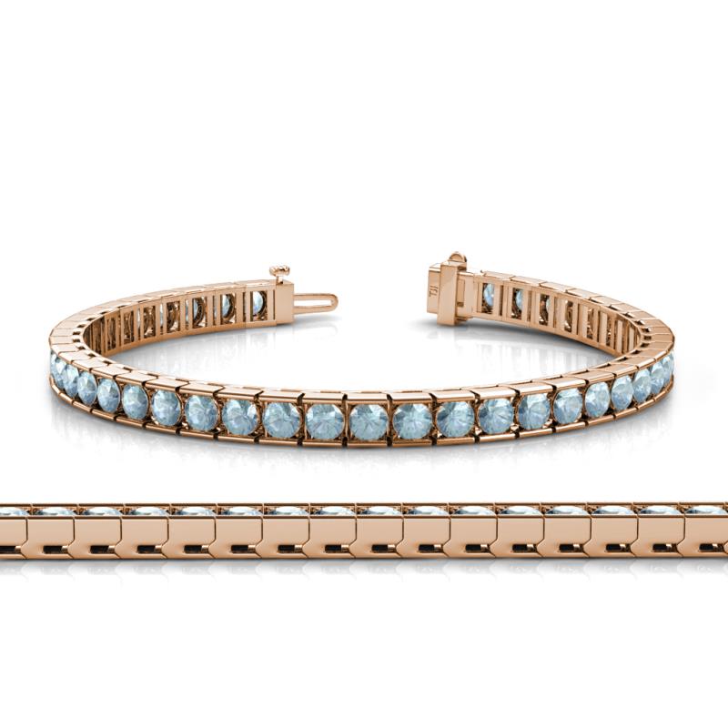 Abril 3.80 mm Round Aquamarine Eternity Tennis Bracelet 