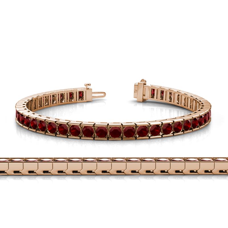 Abril 3.80 mm Round Red Garnet Eternity Tennis Bracelet 