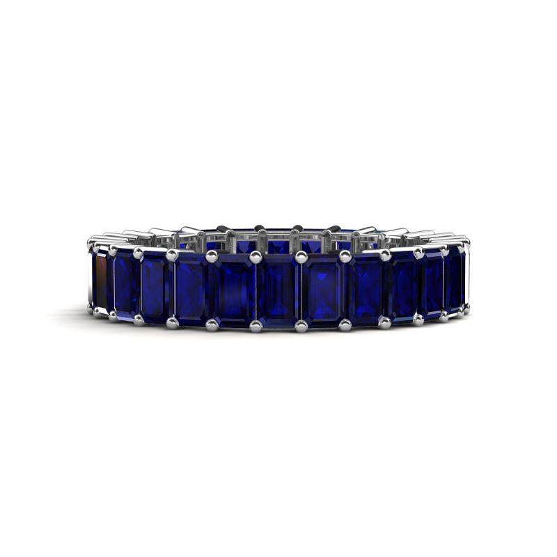 Kerry 5x3 mm Emerald Cut Blue Sapphire Side Gallery Work Eternity Band 