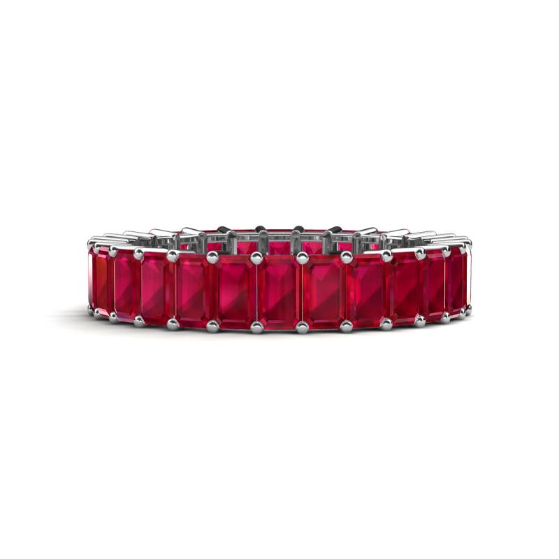 Kerry 5x3 mm Emerald Cut Ruby Side Gallery Work Eternity Band 