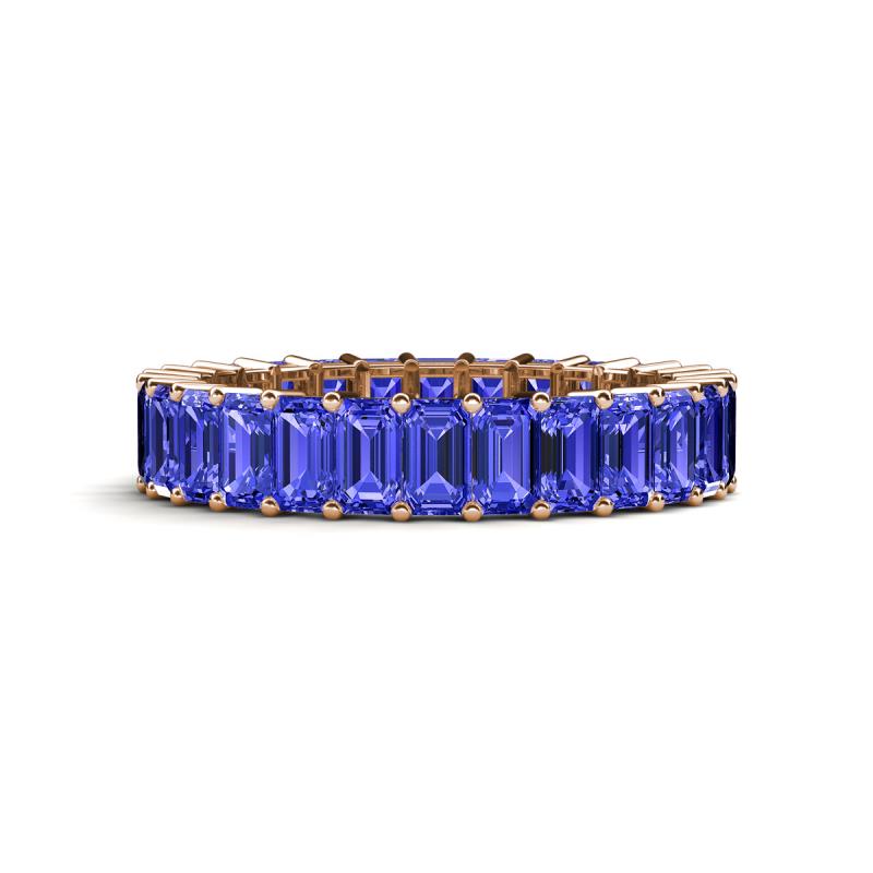 Kerry 5x3 mm Emerald Cut Tanzanite Side Gallery Work Eternity Band 