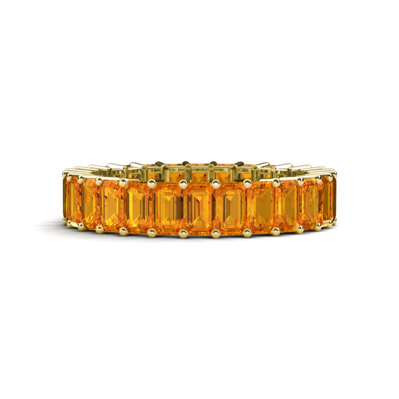 Kerry 5x3 mm Emerald Cut Citrine Side Gallery Work Eternity Band 