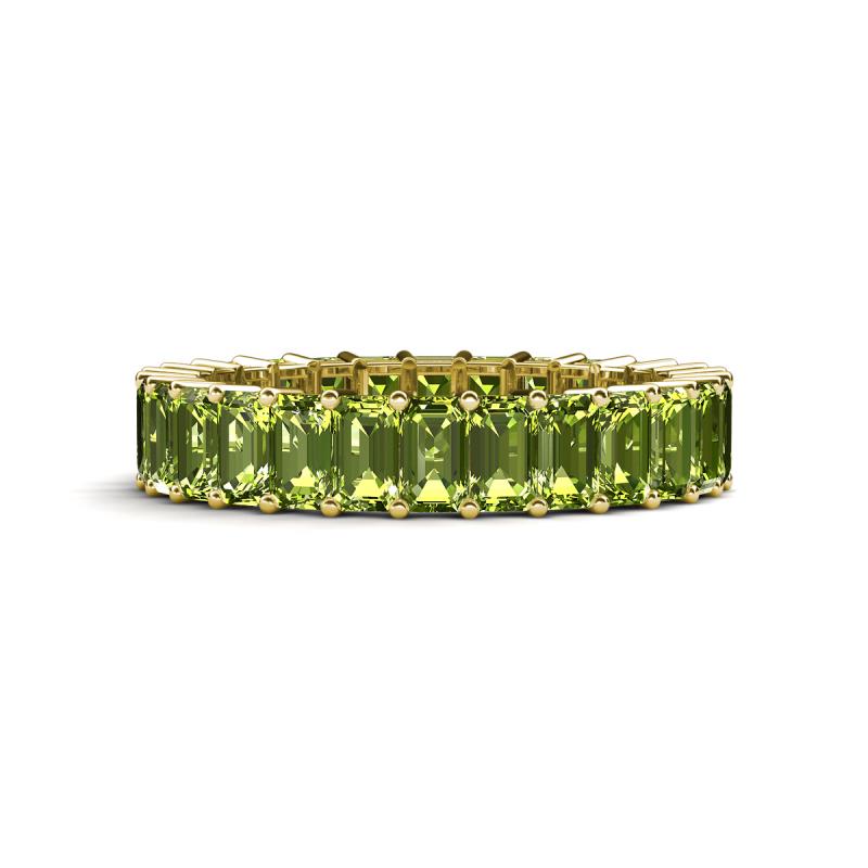 Kerry 5x3 mm Emerald Cut Peridot Side Gallery Work Eternity Band 