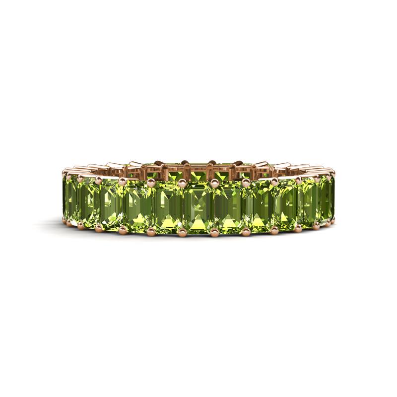 Kerry 5x3 mm Emerald Cut Peridot Side Gallery Work Eternity Band 