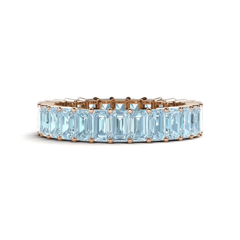 Kerry 5x3 mm Emerald Cut Aquamarine Side Gallery Work Eternity Band 