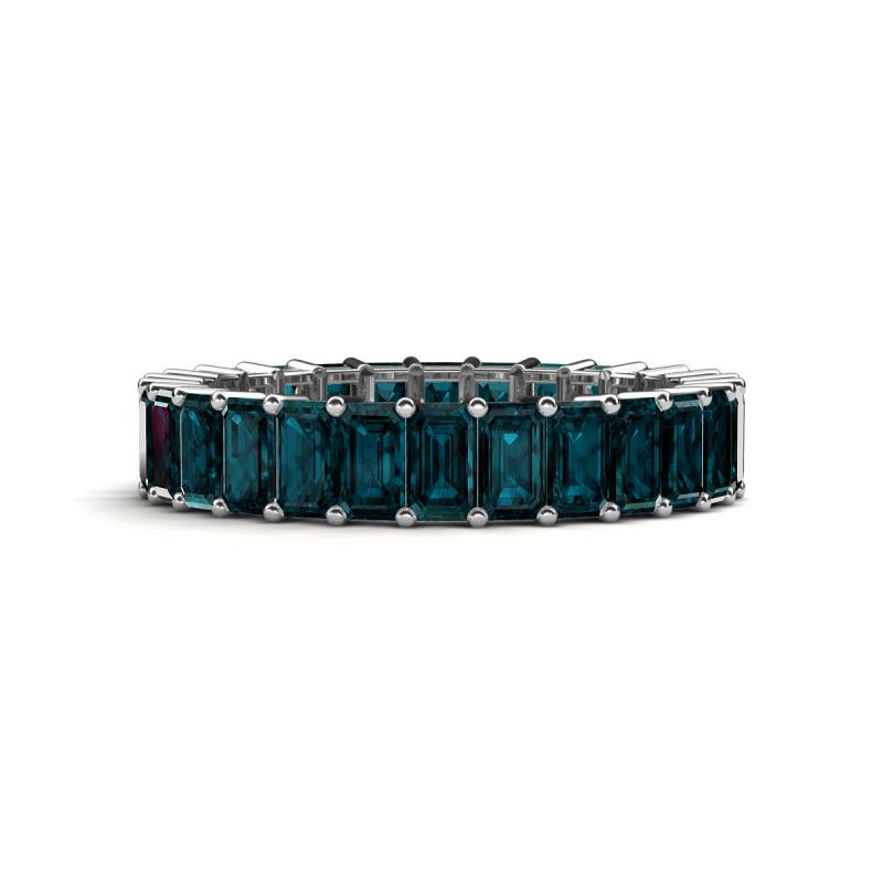 Kerry 5x3 mm Emerald Cut London Blue Topaz Side Gallery Work Eternity Band 
