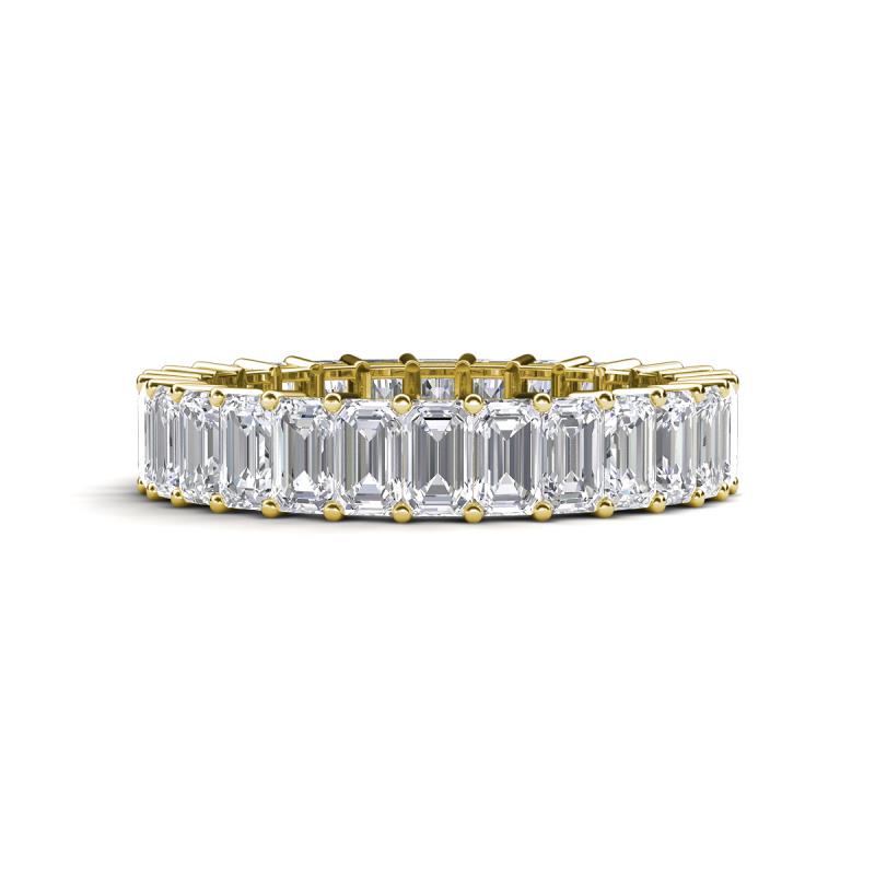Kerry 5x3 mm Emerald Cut White Sapphire Side Gallery Work Eternity Band 