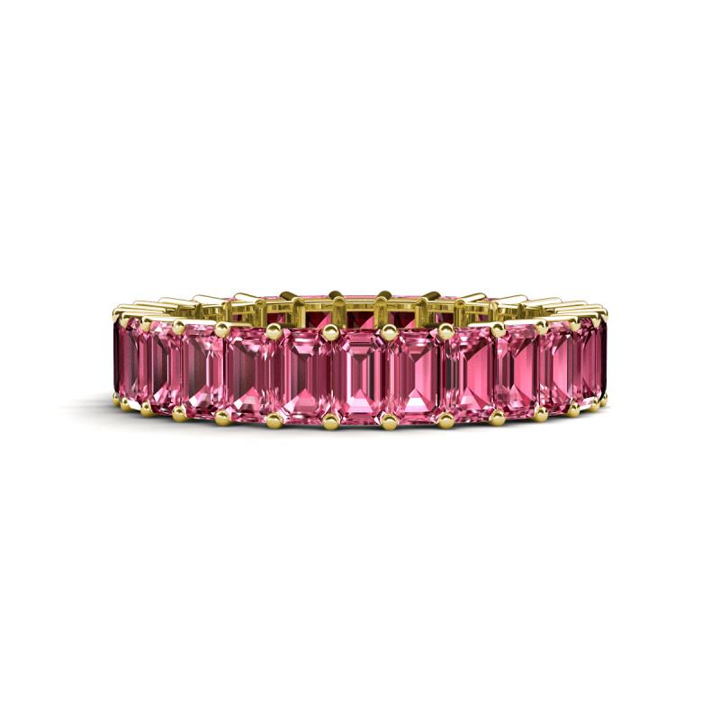 Kerry 5x3 mm Emerald Cut Pink Tourmaline Side Gallery Work Eternity Band 