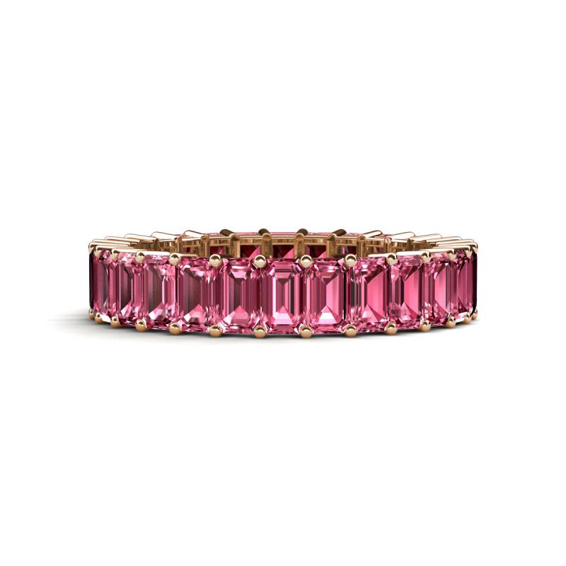 Kerry 5x3 mm Emerald Cut Pink Tourmaline Side Gallery Work Eternity Band 