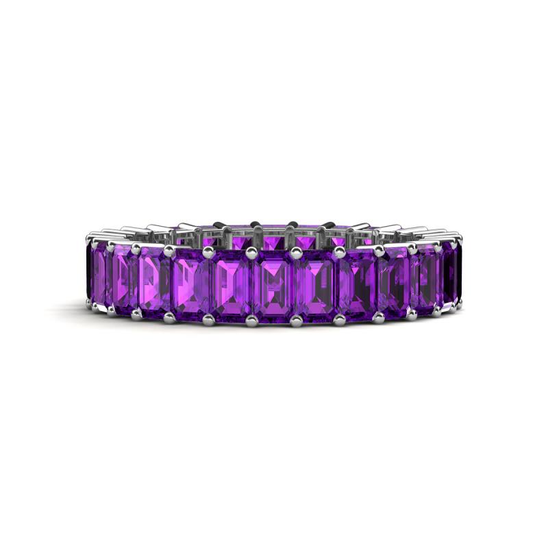 Kerry 5x3 mm Emerald Cut Amethyst Side Gallery Work Eternity Band 