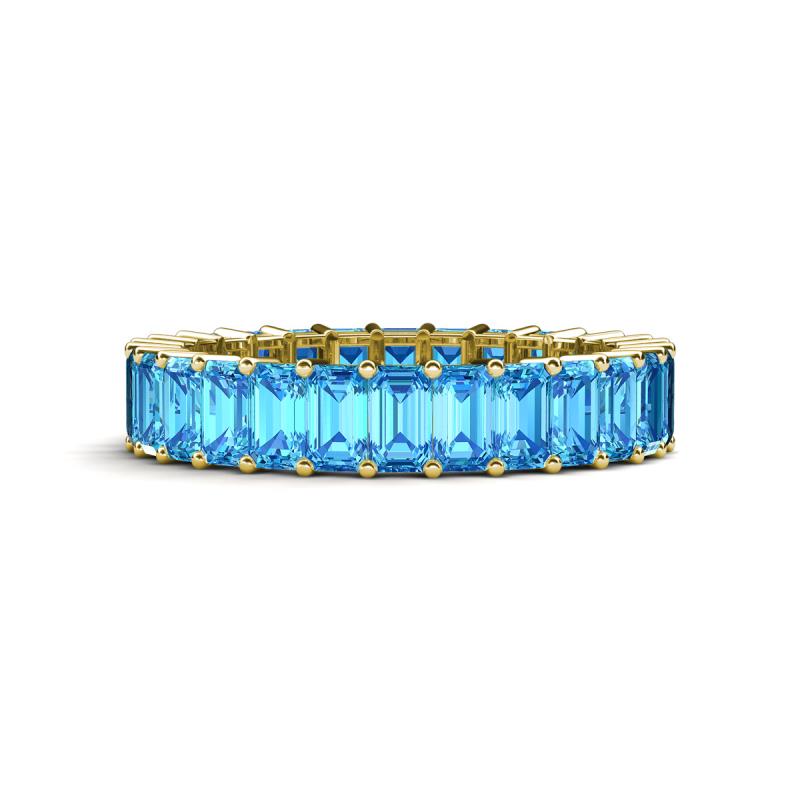 Kerry 5x3 mm Emerald Cut Blue Topaz Side Gallery Work Eternity Band 