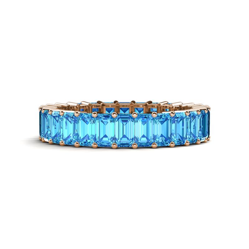 Kerry 5x3 mm Emerald Cut Blue Topaz Side Gallery Work Eternity Band 