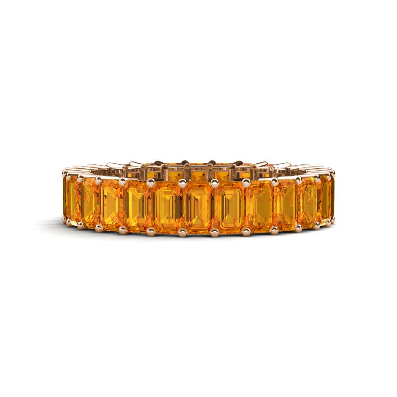 Kerry 5x3 mm Emerald Cut Citrine Side Gallery Work Eternity Band 