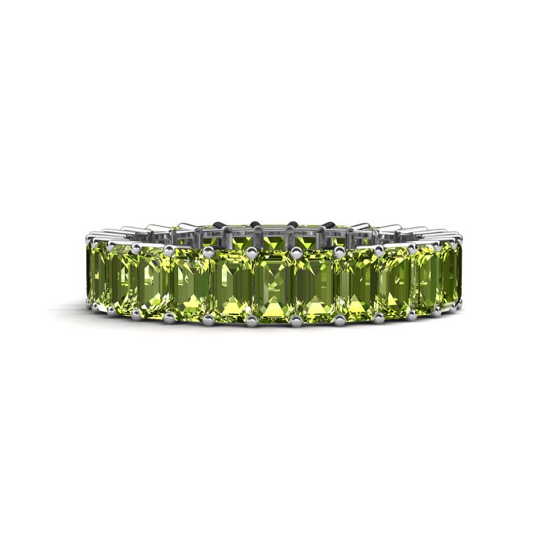Kerry 5x3 mm Emerald Cut Peridot Side Gallery Work Eternity Band 