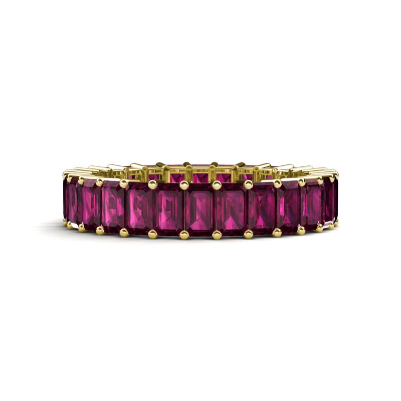 Kerry 5x3 mm Emerald Cut Rhodolite Garnet Side Gallery Work Eternity Band 