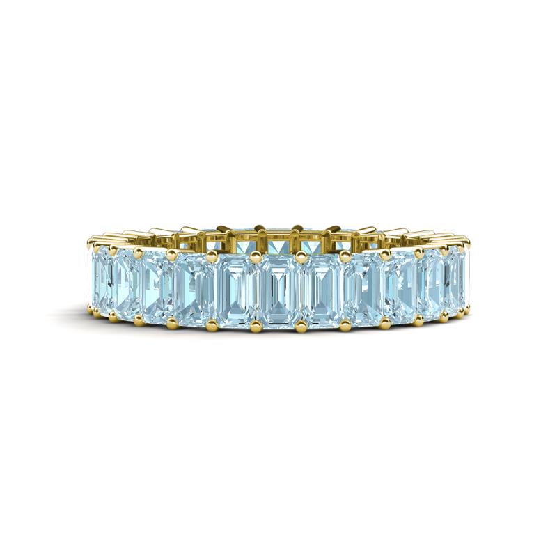 Kerry 5x3 mm Emerald Cut Aquamarine Side Gallery Work Eternity Band 