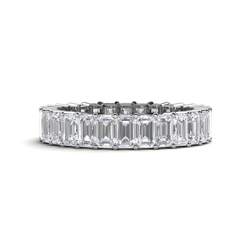 Kerry 5x3 mm Emerald Cut White Sapphire Side Gallery Work Eternity Band 