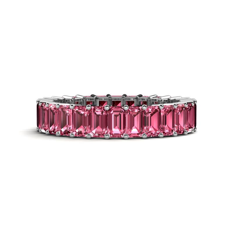 Kerry 5x3 mm Emerald Cut Pink Tourmaline Side Gallery Work Eternity Band 