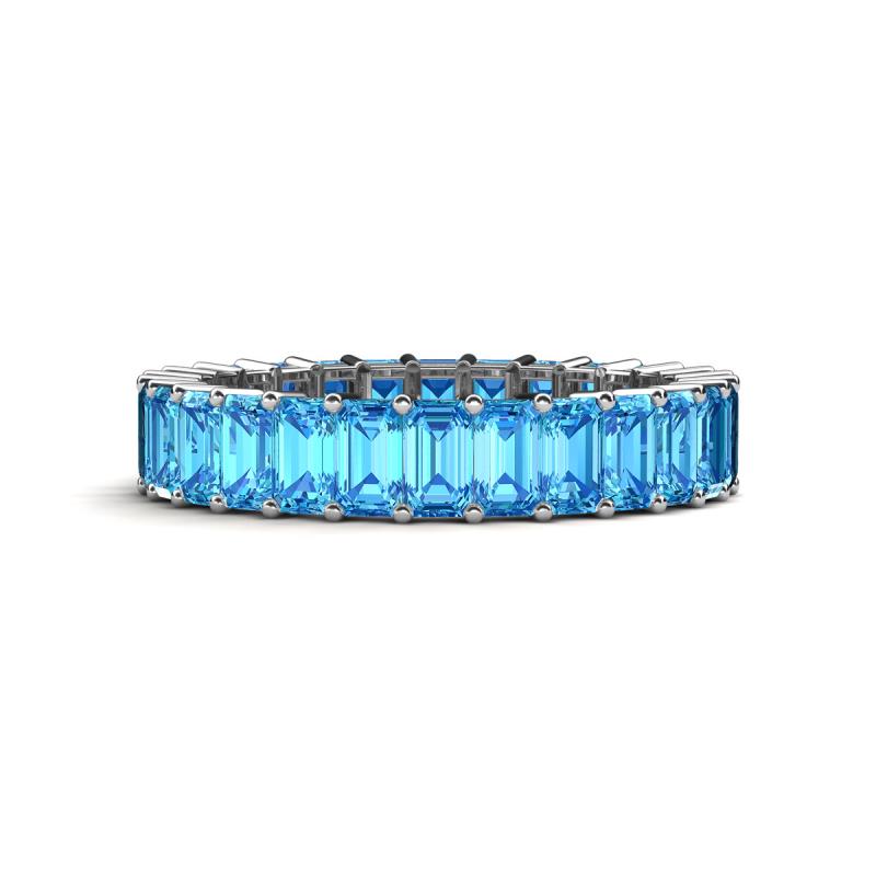 Kerry 5x3 mm Emerald Cut Blue Topaz Side Gallery Work Eternity Band 