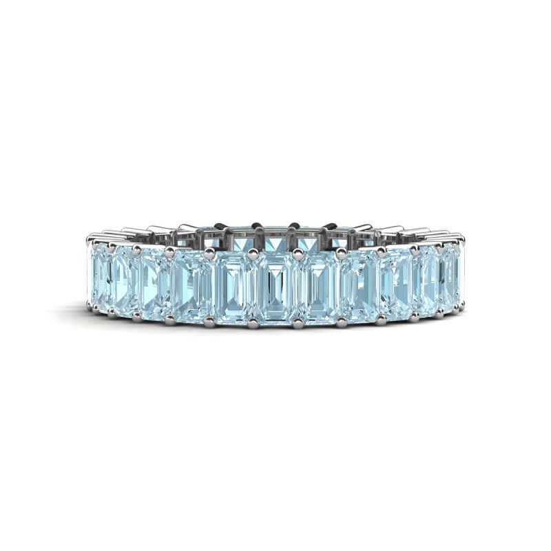 Kerry 5x3 mm Emerald Cut Aquamarine Side Gallery Work Eternity Band 