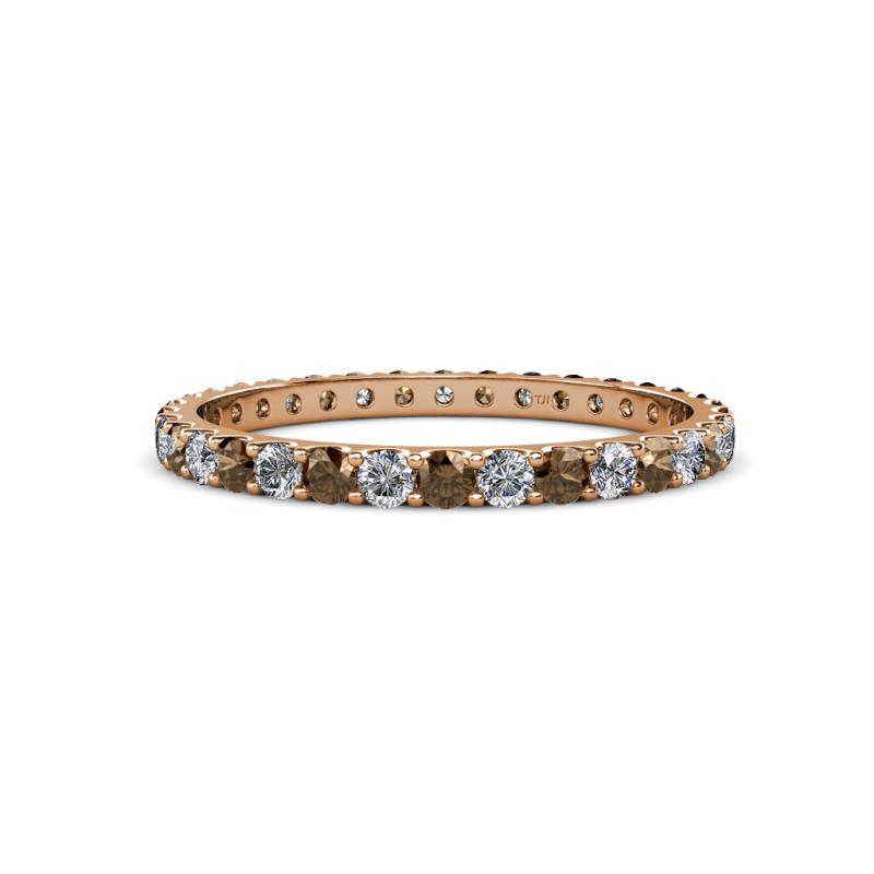 Audrey 2.00 mm Smoky Quartz and Diamond U Prong Eternity Band 
